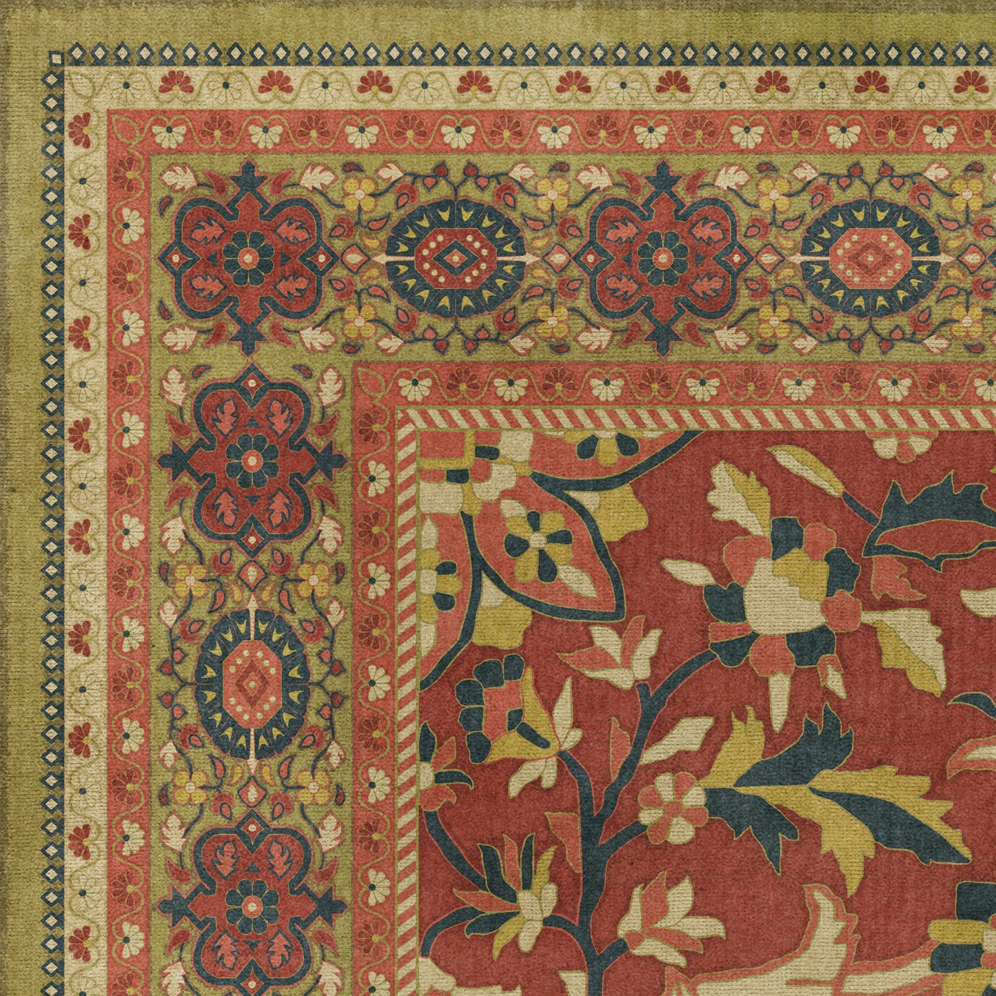 Persian Bazaar - Farahan - Mehr 72x108 Vintage Vinyl Floorcloth