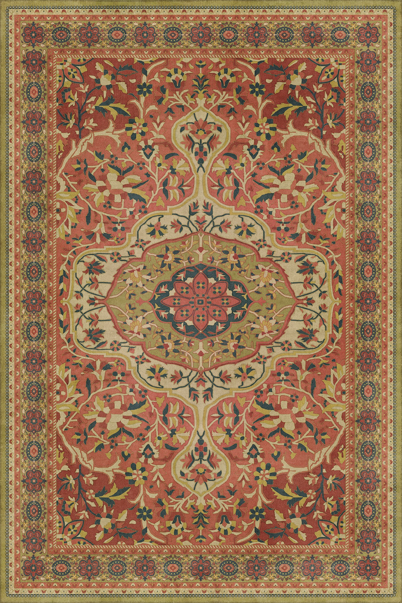 Persian Bazaar - Farahan - Mehr 72x108 Vintage Vinyl Floorcloth