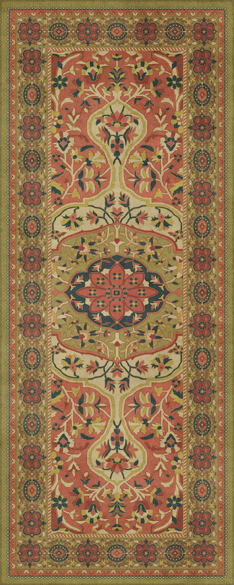Persian Bazaar - Farahan - Mehr 36x90 Vintage Vinyl Floorcloth