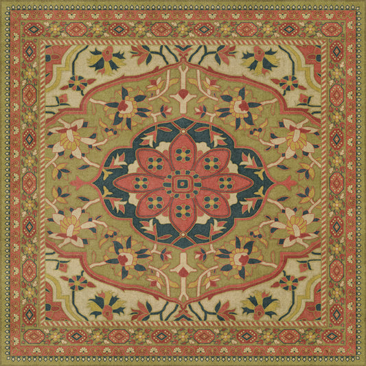 Persian Bazaar - Farahan - Mehr 36x36 Vintage Vinyl Floorcloth