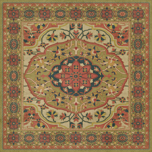 Persian Bazaar - Farahan - Mehr 48x48 Vintage Vinyl Floorcloth