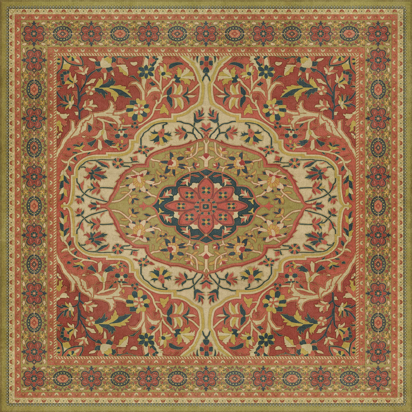 Persian Bazaar - Farahan - Mehr 72x72 Vintage Vinyl Floorcloth