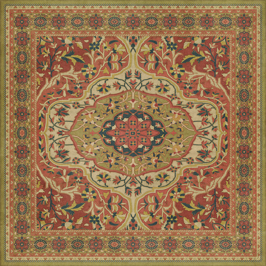 Persian Bazaar - Farahan - Mehr 72x72 Vintage Vinyl Floorcloth
