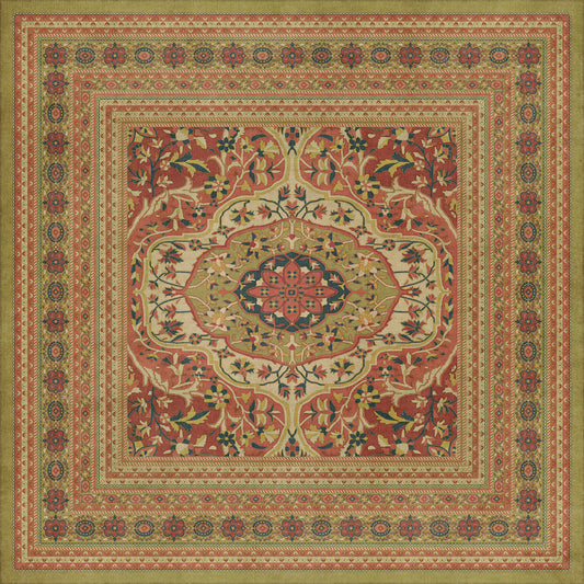 Persian Bazaar - Farahan - Mehr 96x96 Vintage Vinyl Floorcloth
