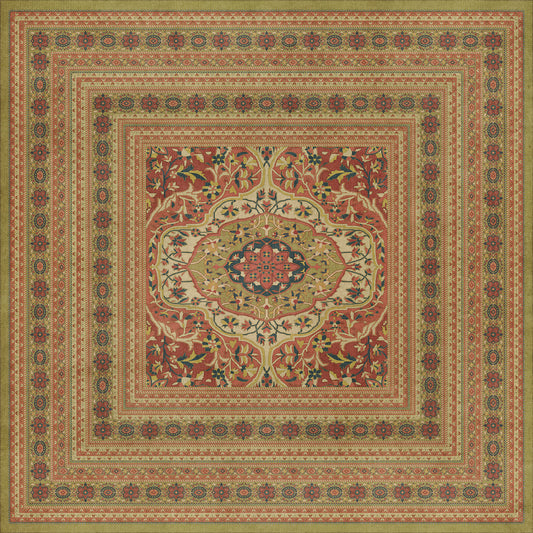 Persian Bazaar - Farahan - Mehr 120x120 Vintage Vinyl Floorcloth