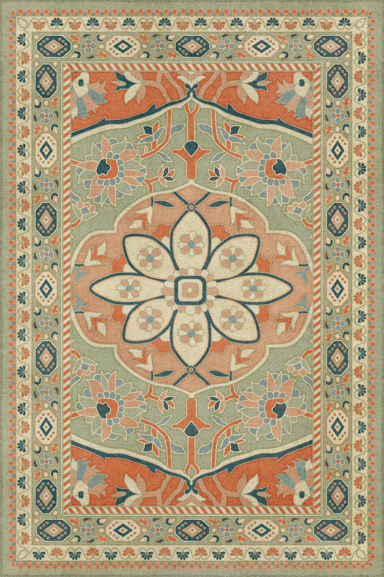 Persian Bazaar - Farahan - Roya 20x30 Vintage Vinyl Floorcloth