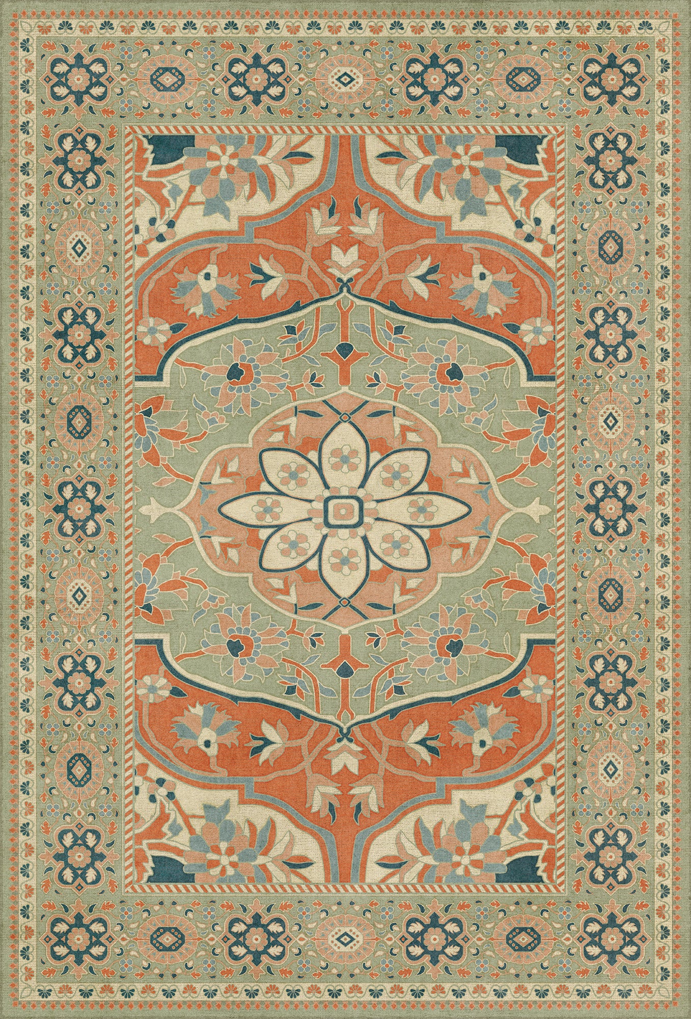Persian Bazaar - Farahan - Roya 38x56 Vintage Vinyl Floorcloth