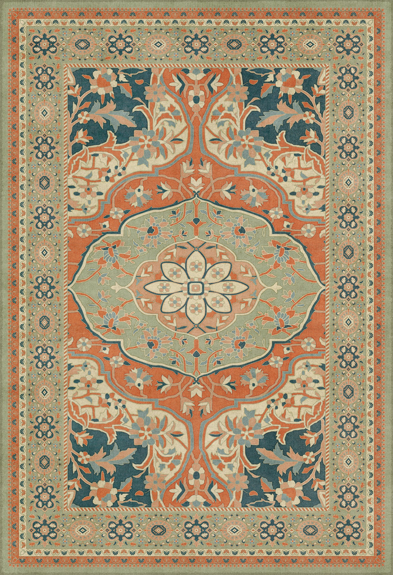 Persian Bazaar - Farahan - Roya 52x76 Vintage Vinyl Floorcloth