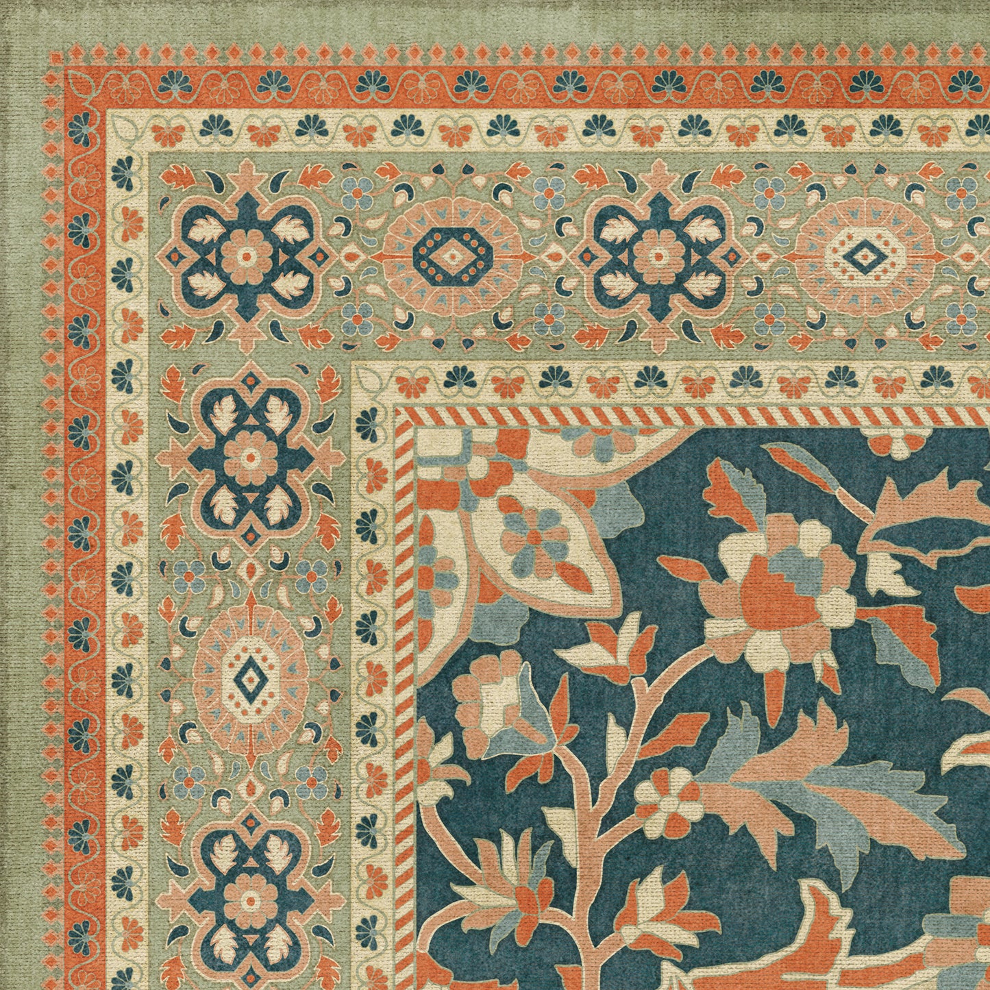 Persian Bazaar - Farahan - Roya 72x108 Vintage Vinyl Floorcloth
