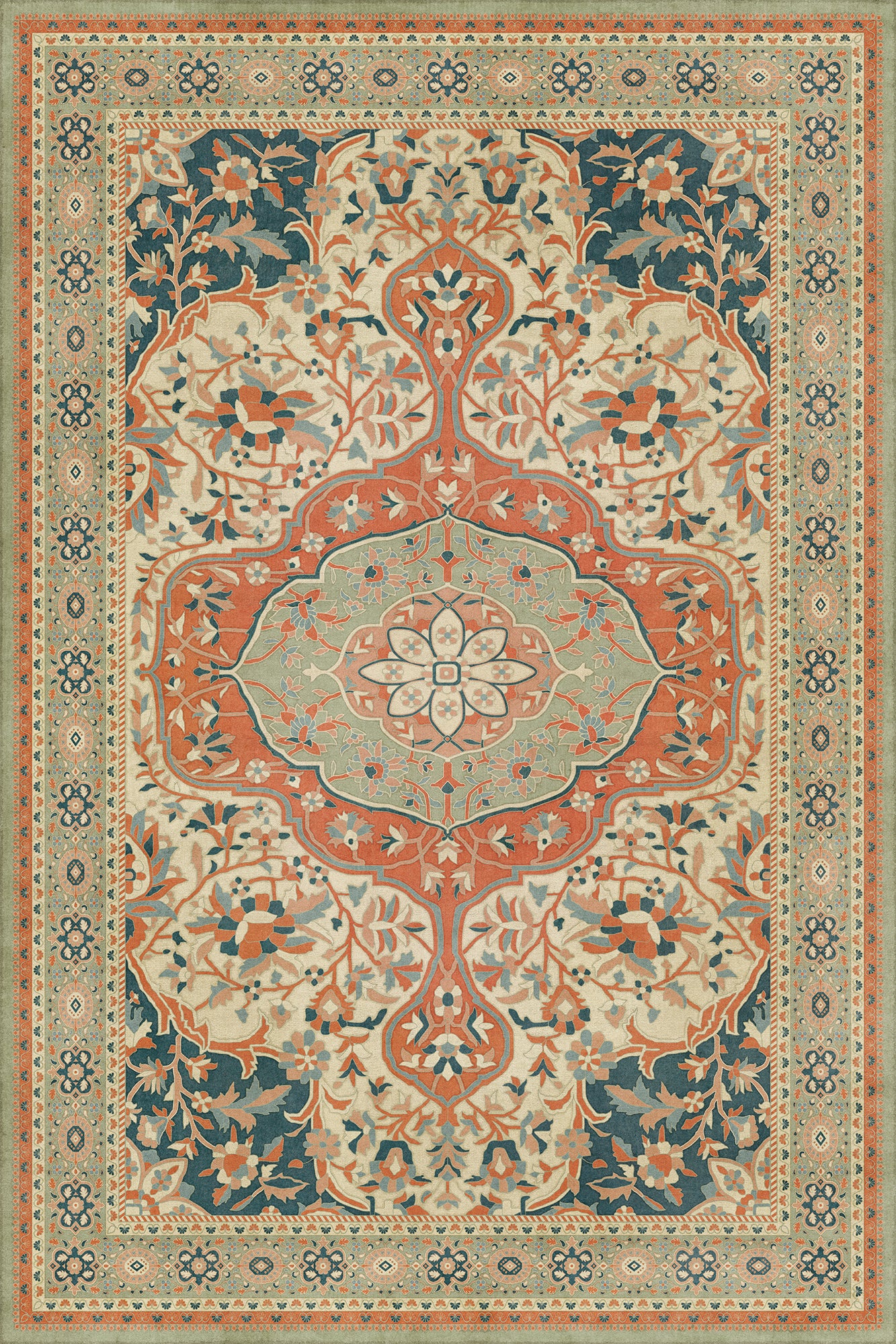 Persian Bazaar - Farahan - Roya 72x108 Vintage Vinyl Floorcloth