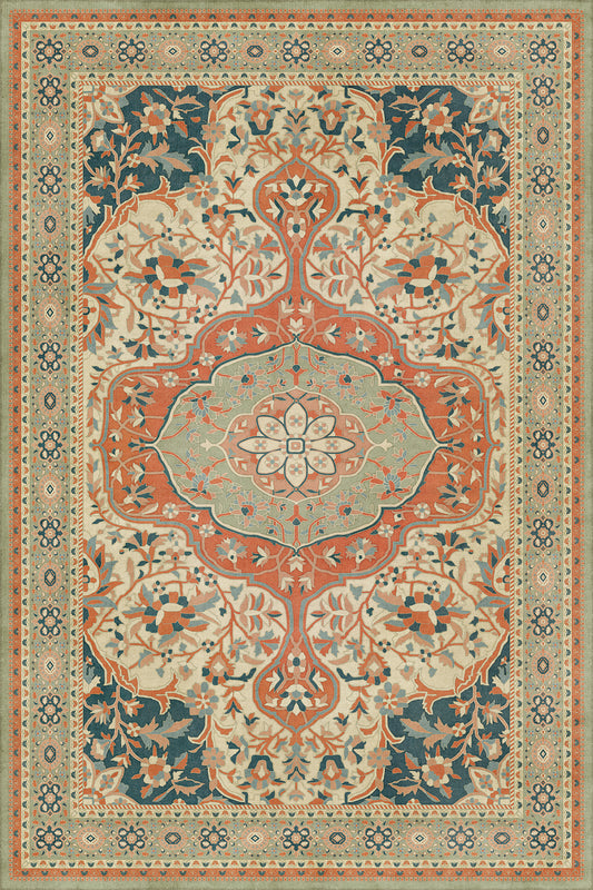 Persian Bazaar - Farahan - Roya 72x108 Vintage Vinyl Floorcloth