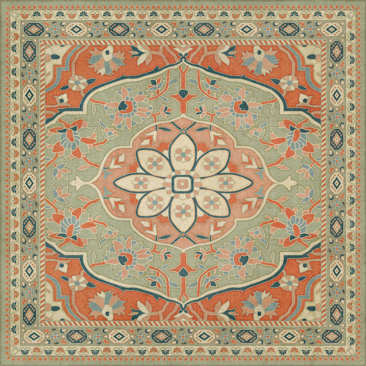 Persian Bazaar - Farahan - Roya 36x36 Vintage Vinyl Floorcloth