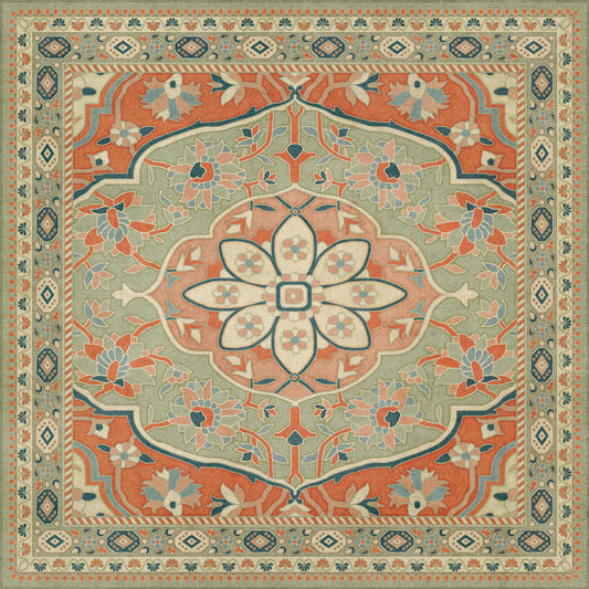 Persian Bazaar - Farahan - Roya 36x36 Vintage Vinyl Floorcloth