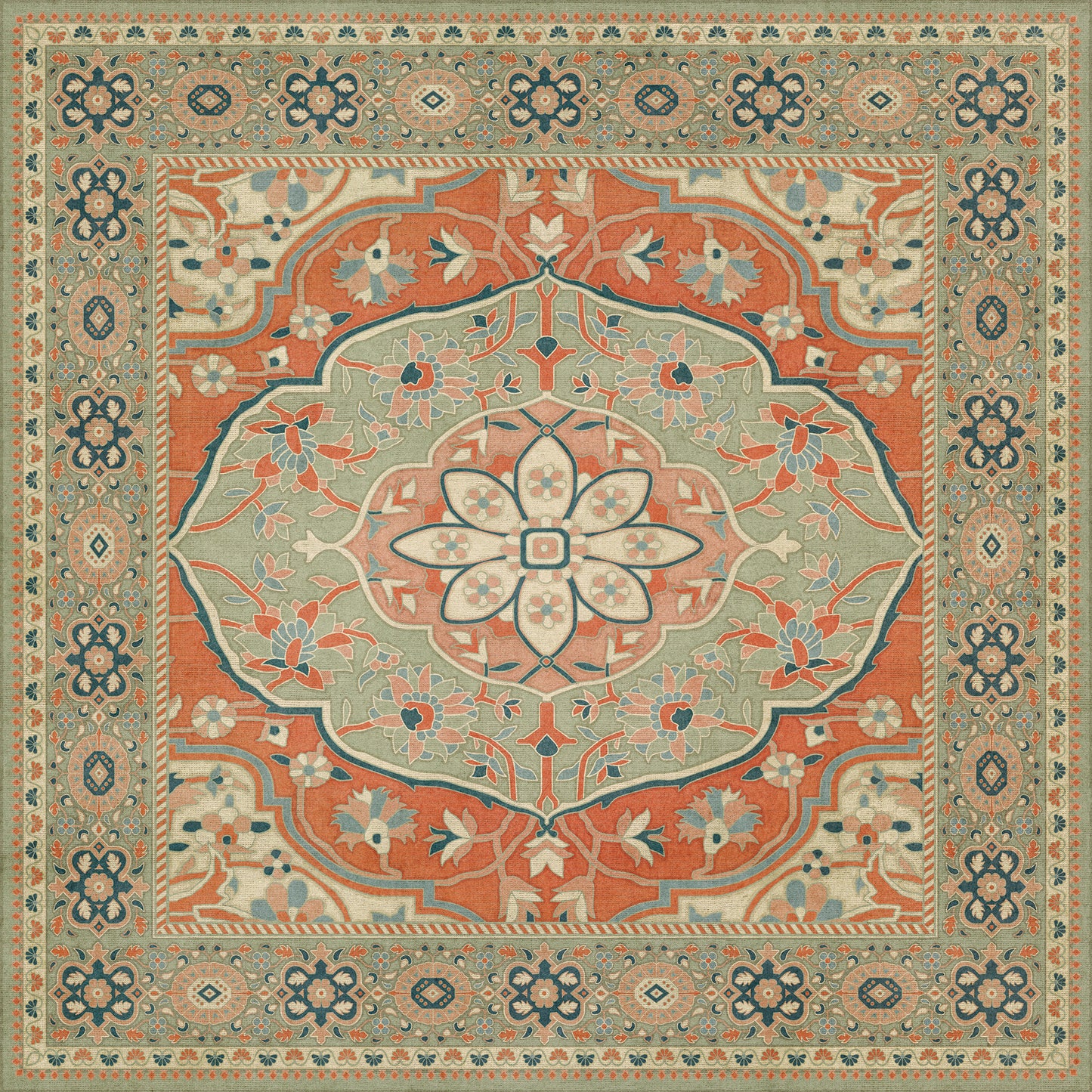 Persian Bazaar - Farahan - Roya 48x48 Vintage Vinyl Floorcloth