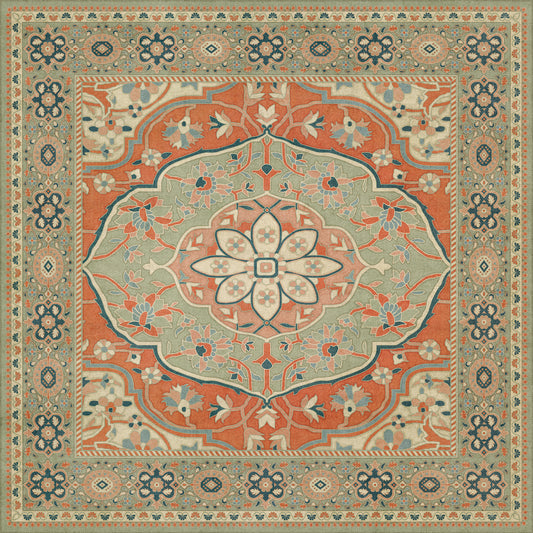 Persian Bazaar - Farahan - Roya 48x48 Vintage Vinyl Floorcloth