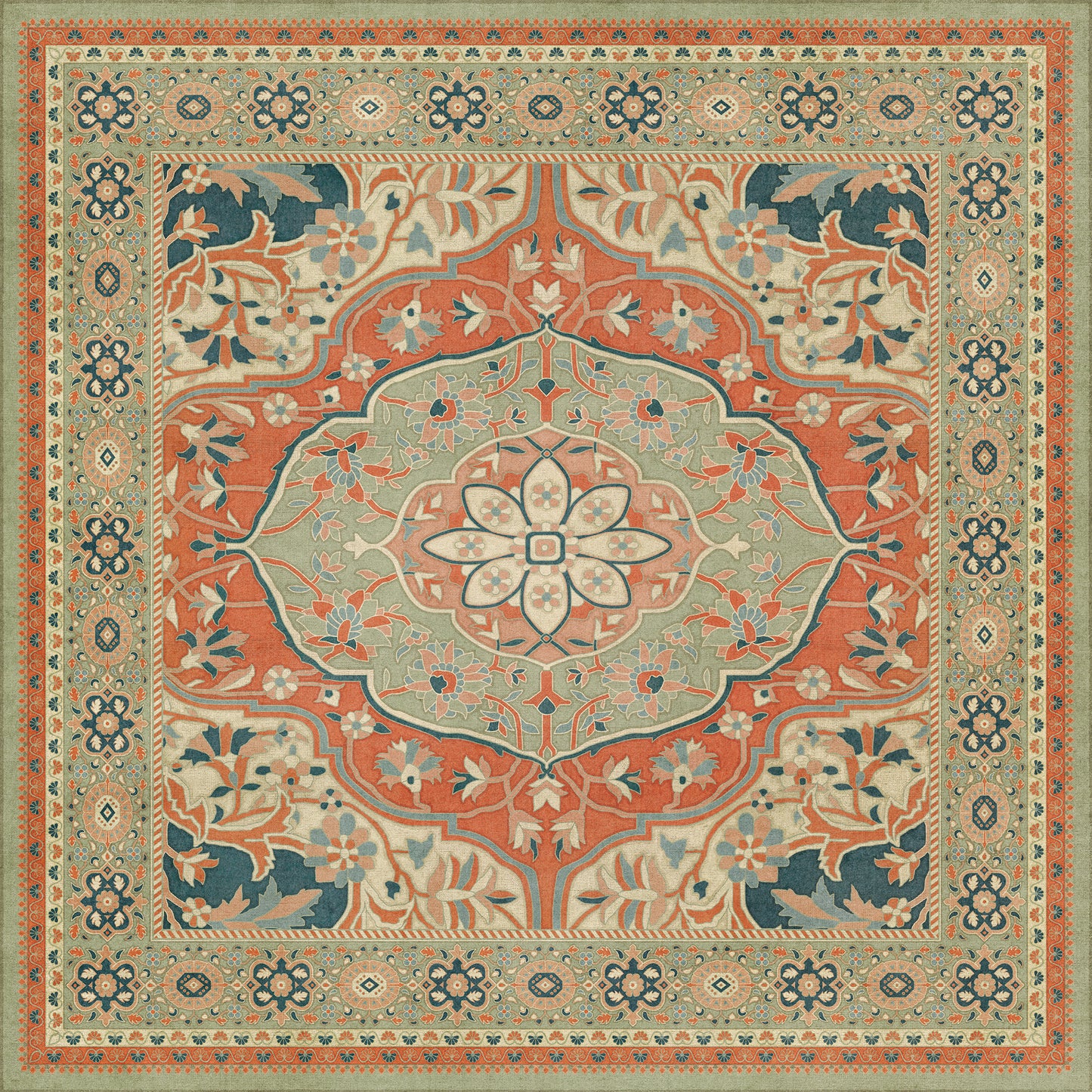 Persian Bazaar - Farahan - Roya 60x60 Vintage Vinyl Floorcloth