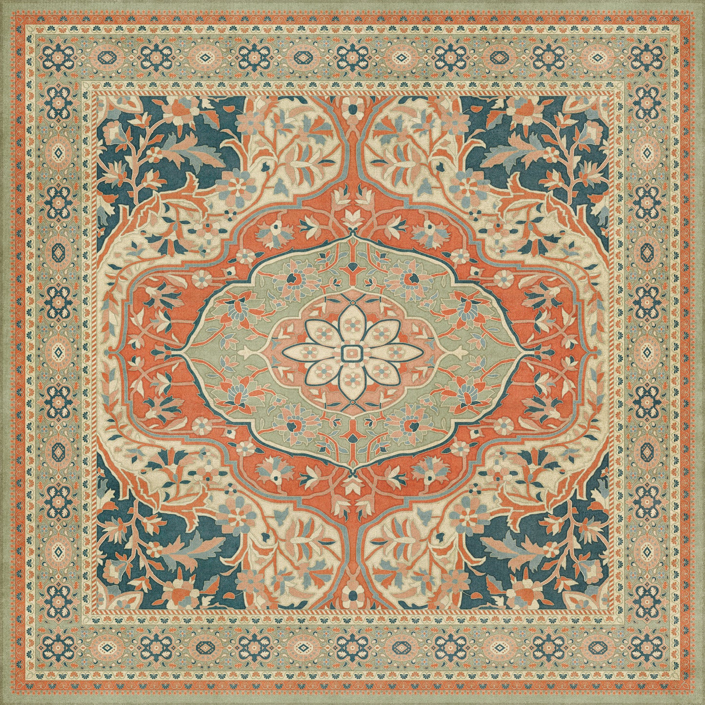 Persian Bazaar - Farahan - Roya 72x72 Vintage Vinyl Floorcloth