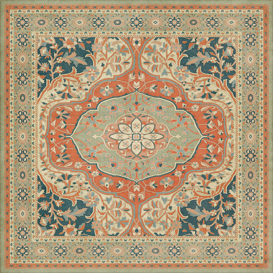 Persian Bazaar - Farahan - Roya 72x72 Vintage Vinyl Floorcloth