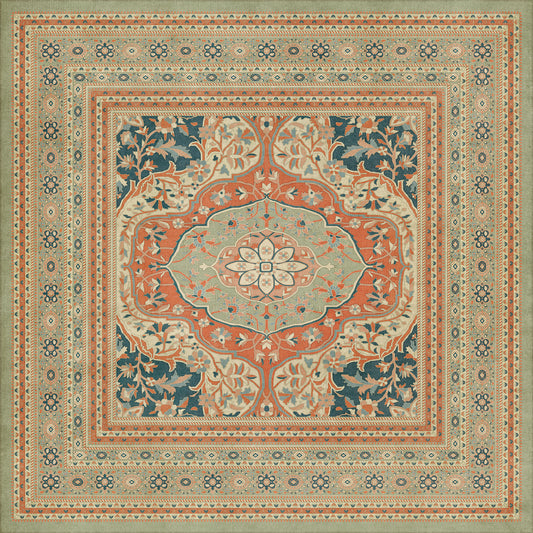 Persian Bazaar - Farahan - Roya 96x96 Vintage Vinyl Floorcloth