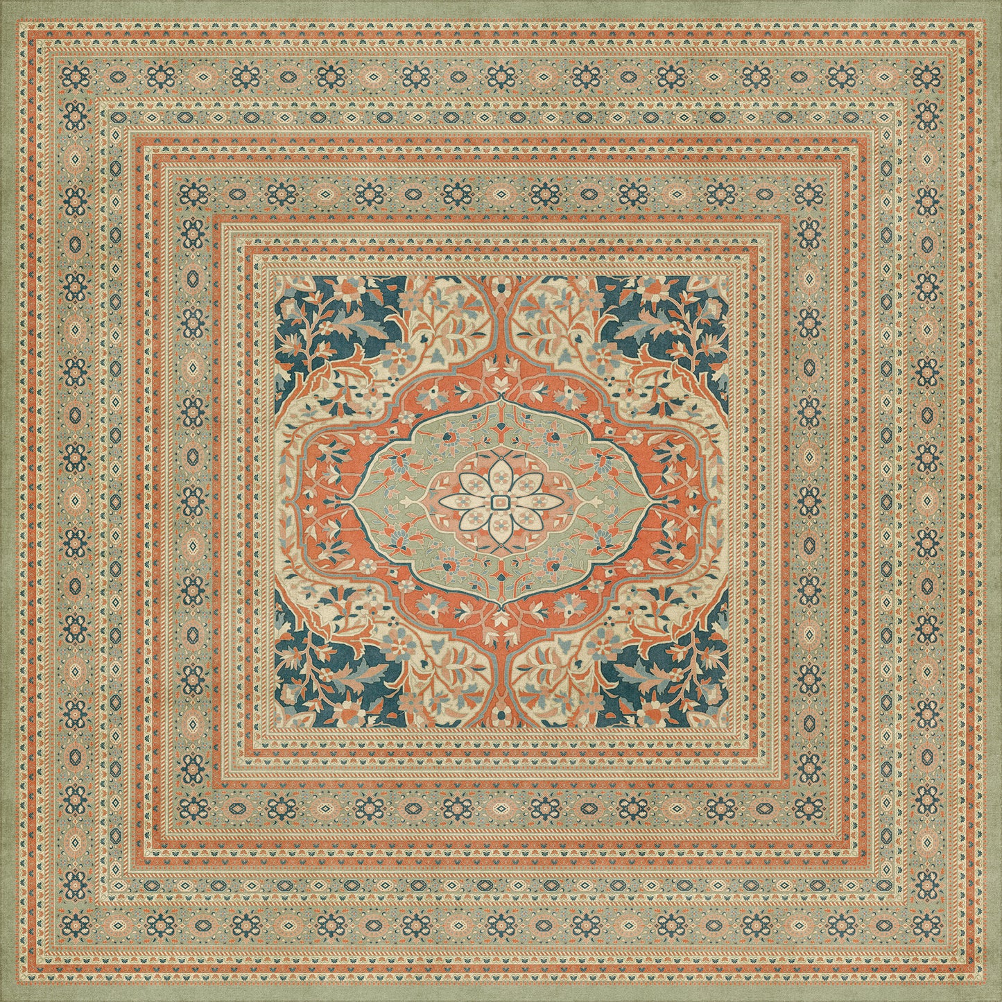 Persian Bazaar - Farahan - Roya 120x120 Vintage Vinyl Floorcloth