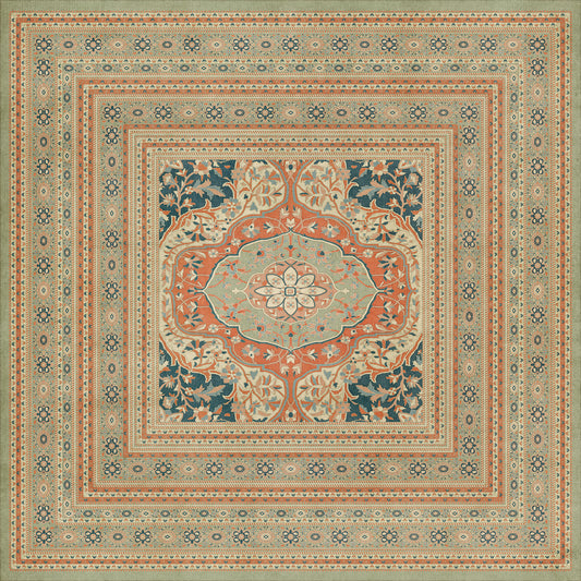 Persian Bazaar - Farahan - Roya 120x120 Vintage Vinyl Floorcloth