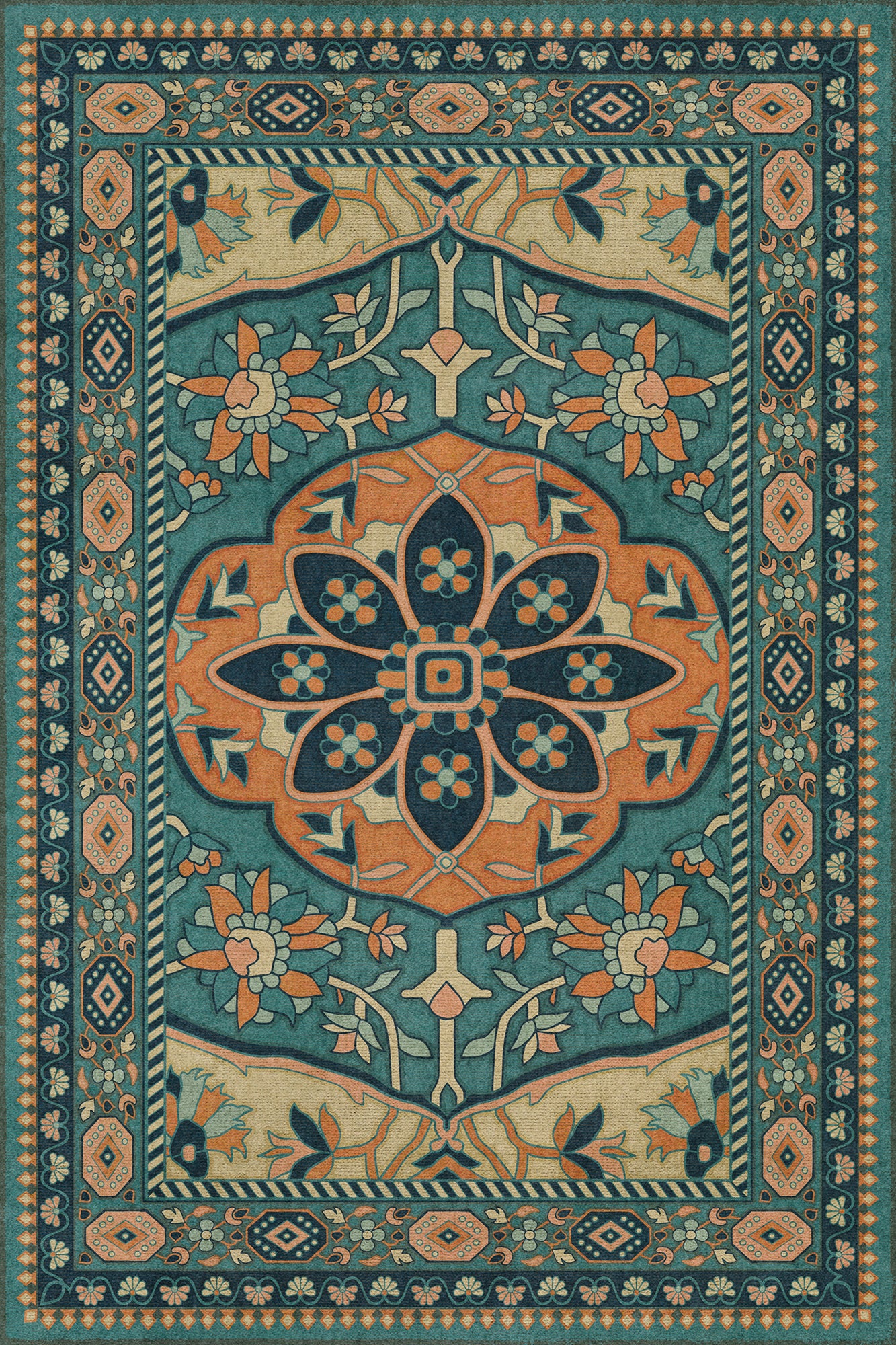 Persian Bazaar - Farahan - Ziba 20x30 Vintage Vinyl Floorcloth
