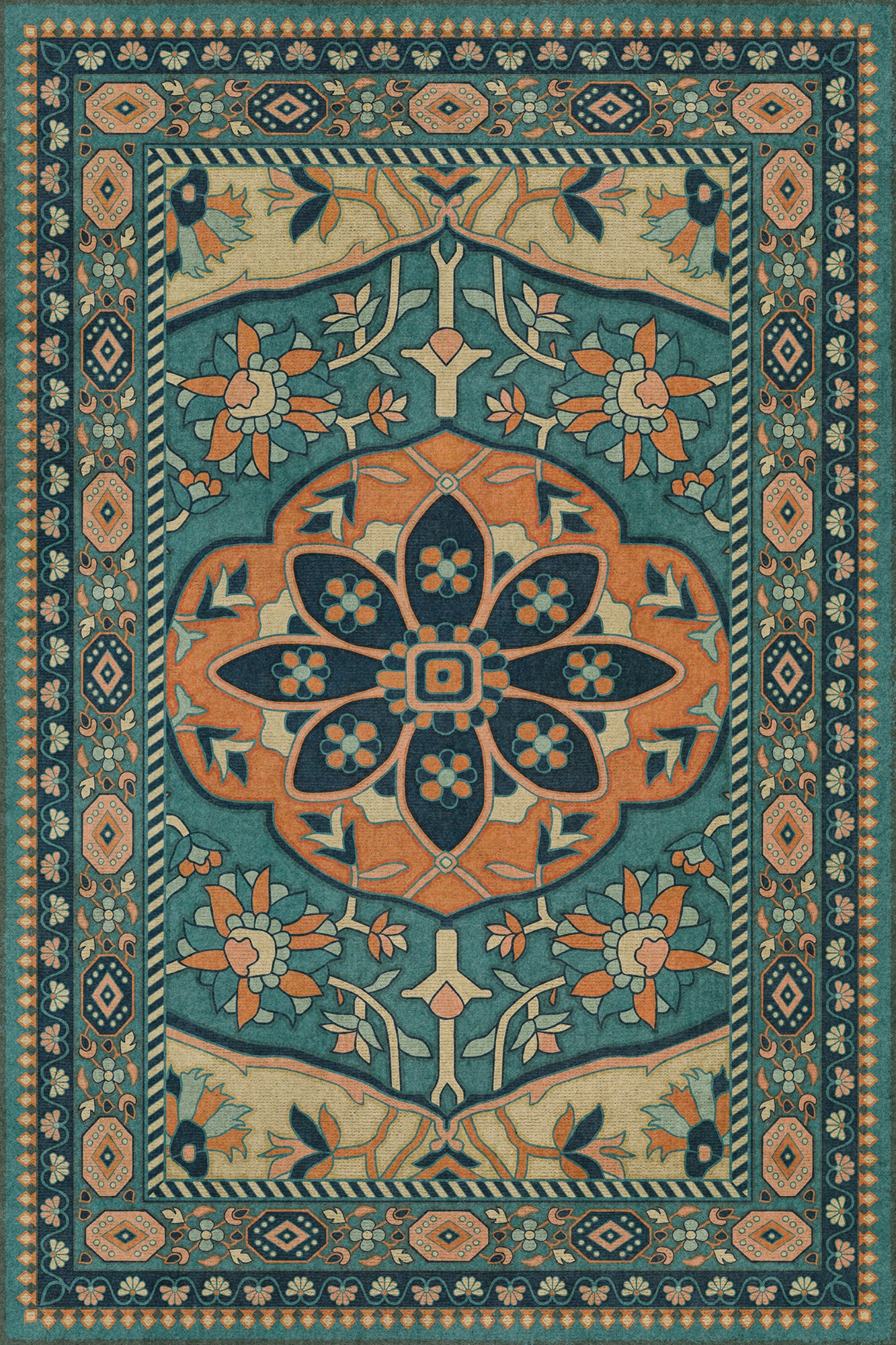 Persian Bazaar - Farahan - Ziba 24x36 Vintage Vinyl Floorcloth