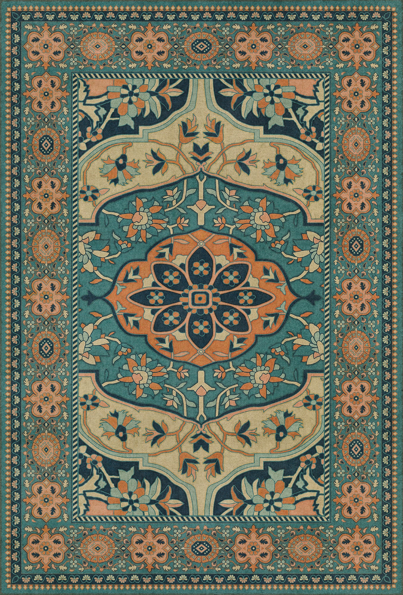 Persian Bazaar - Farahan - Ziba 38x56 Vintage Vinyl Floorcloth