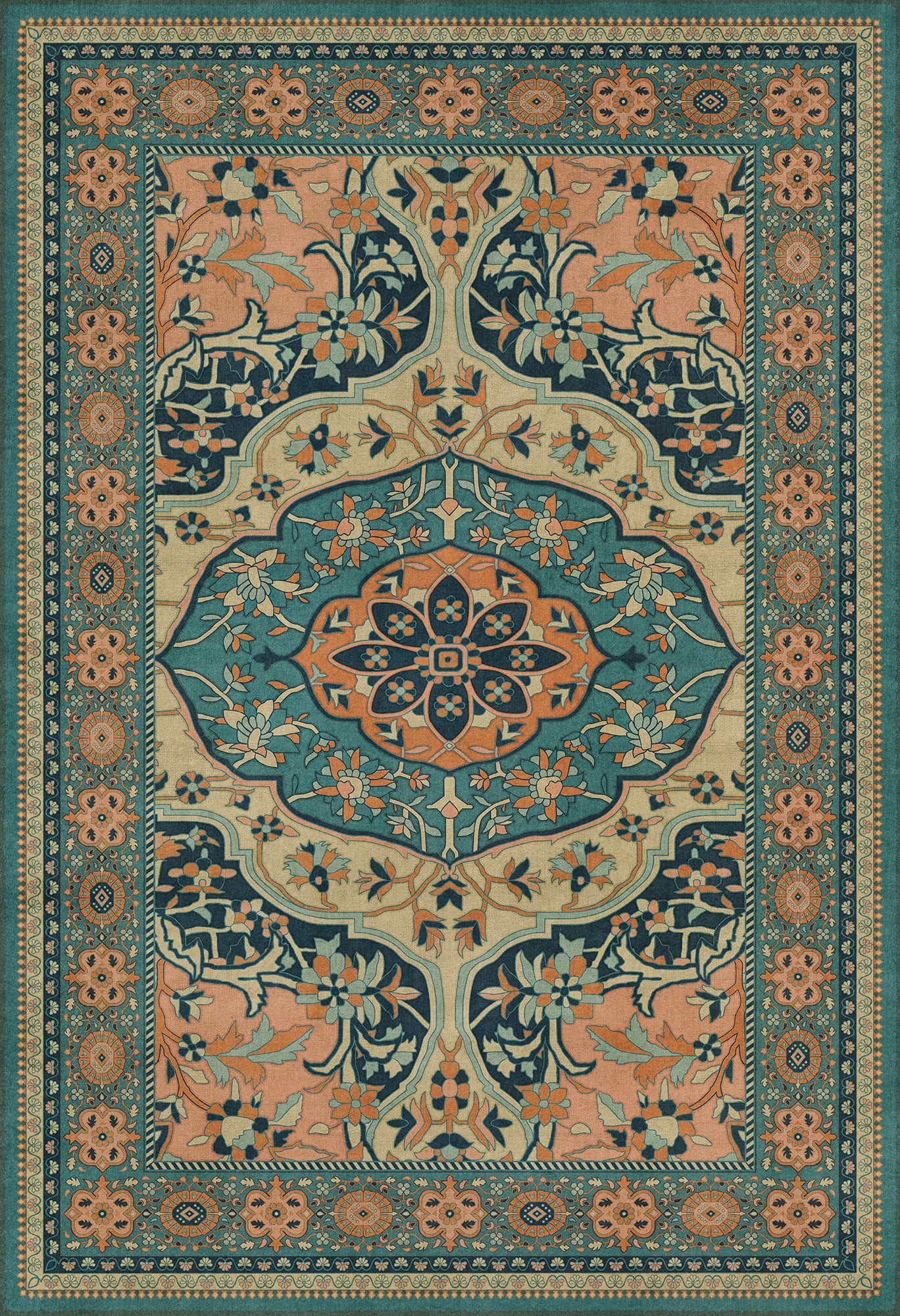 Persian Bazaar - Farahan - Ziba 52x76 Vintage Vinyl Floorcloth