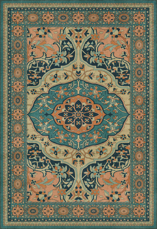 Persian Bazaar - Farahan - Ziba 52x76 Vintage Vinyl Floorcloth
