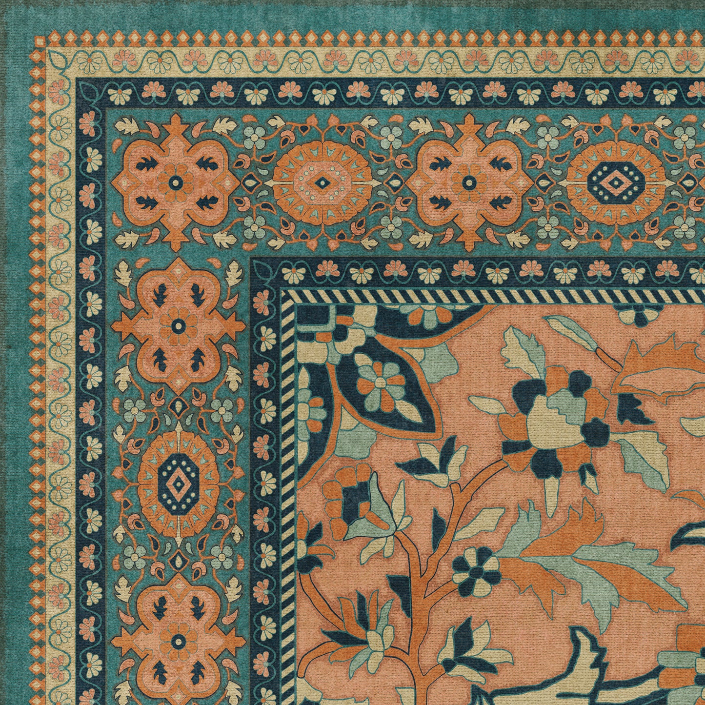 Persian Bazaar - Farahan - Ziba 72x108 Vintage Vinyl Floorcloth