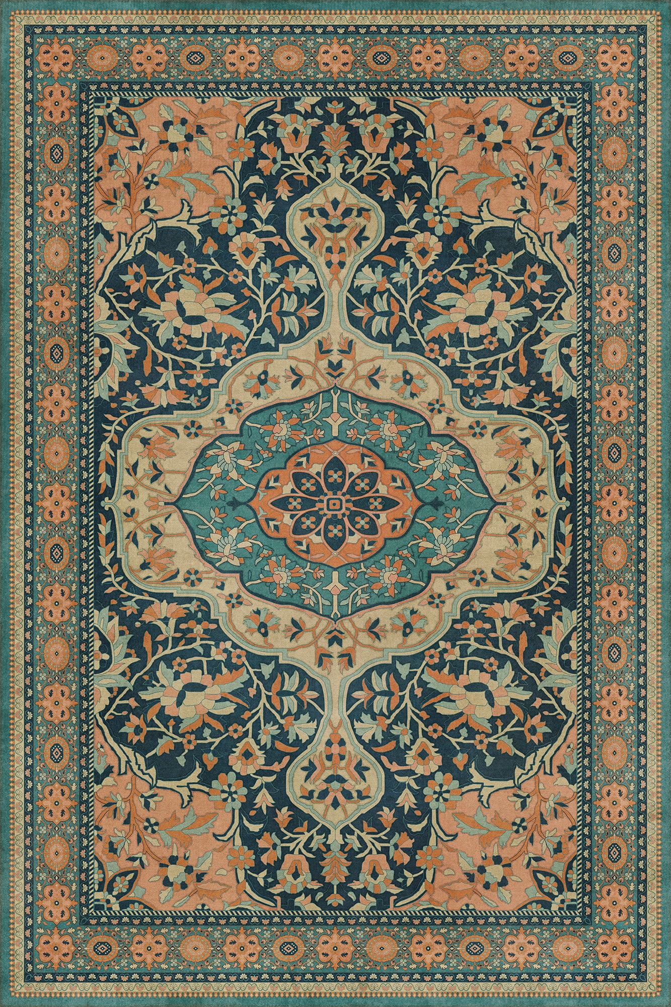 Persian Bazaar - Farahan - Ziba 72x108 Vintage Vinyl Floorcloth