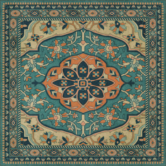 Persian Bazaar - Farahan - Ziba 36x36 Vintage Vinyl Floorcloth