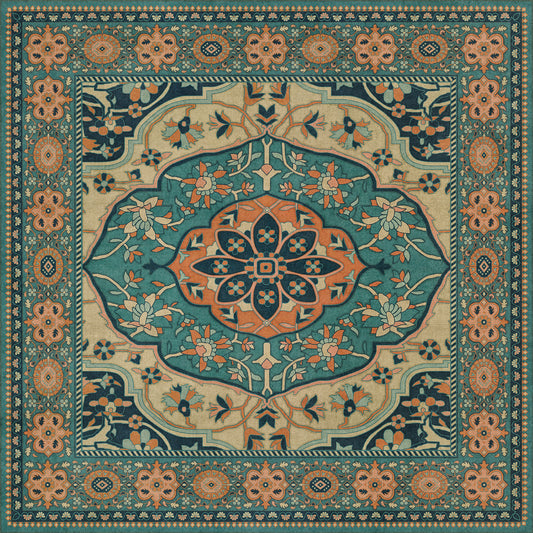 Persian Bazaar - Farahan - Ziba 48x48 Vintage Vinyl Floorcloth