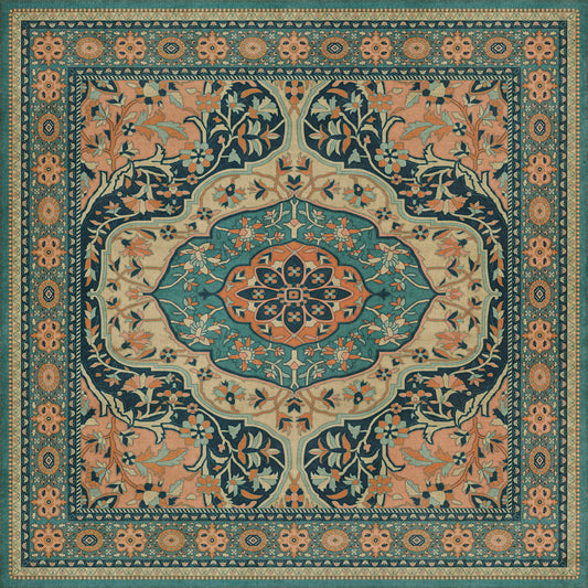 Persian Bazaar - Farahan - Ziba 72x72 Vintage Vinyl Floorcloth