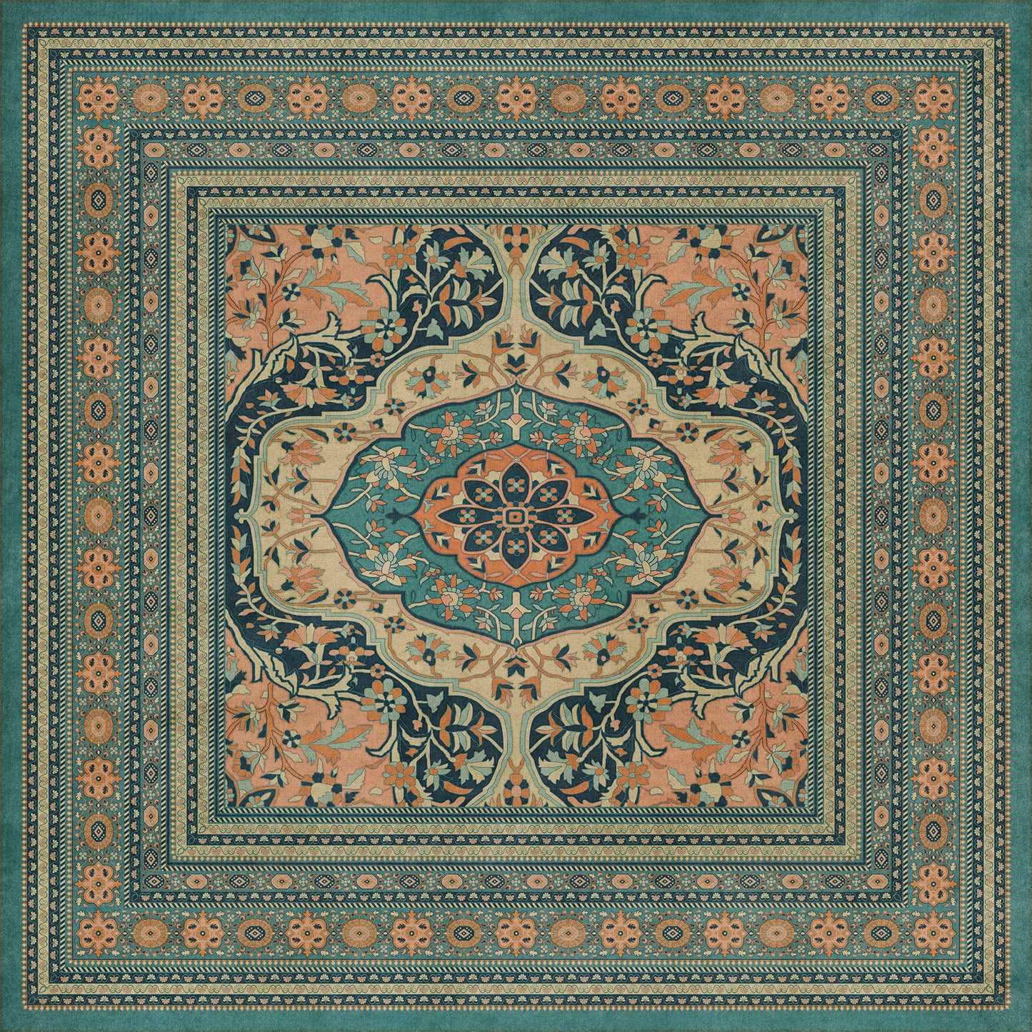 Persian Bazaar - Farahan - Ziba 96x96 Vintage Vinyl Floorcloth