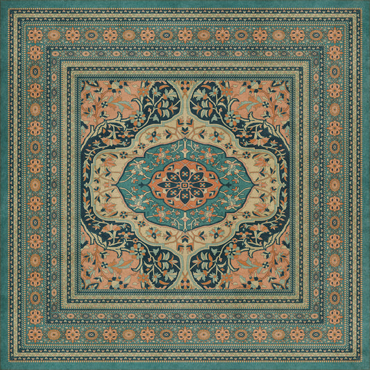 Persian Bazaar - Farahan - Ziba 96x96 Vintage Vinyl Floorcloth