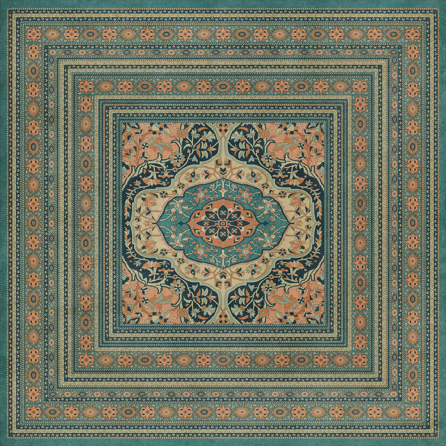 Persian Bazaar - Farahan - Ziba 120x120 Vintage Vinyl Floorcloth