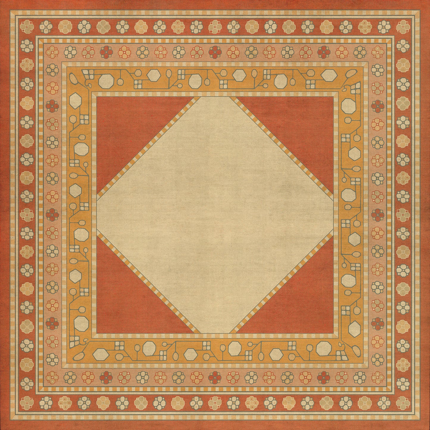 Persian Bazaar - Lombalo - Anoush 36x36 Vintage Vinyl Floorcloth