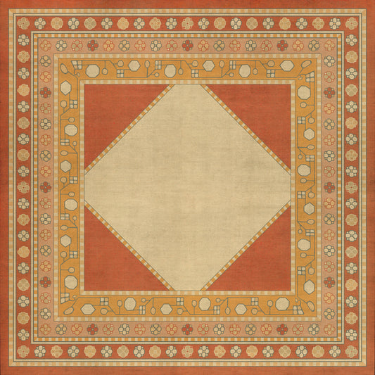 Persian Bazaar - Lombalo - Anoush 36x36 Vintage Vinyl Floorcloth