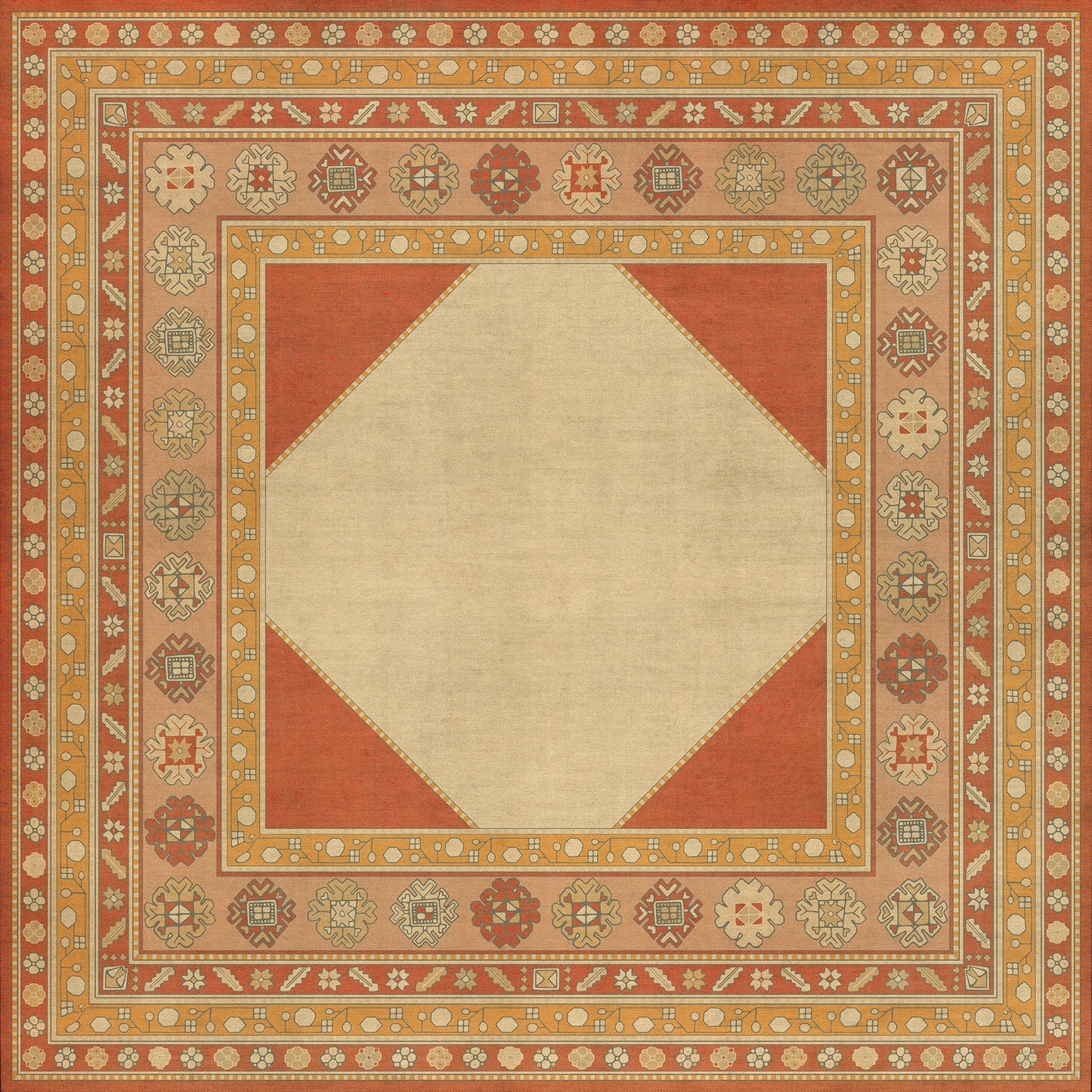 Persian Bazaar - Lombalo - Anoush 72x72 Vintage Vinyl Floorcloth