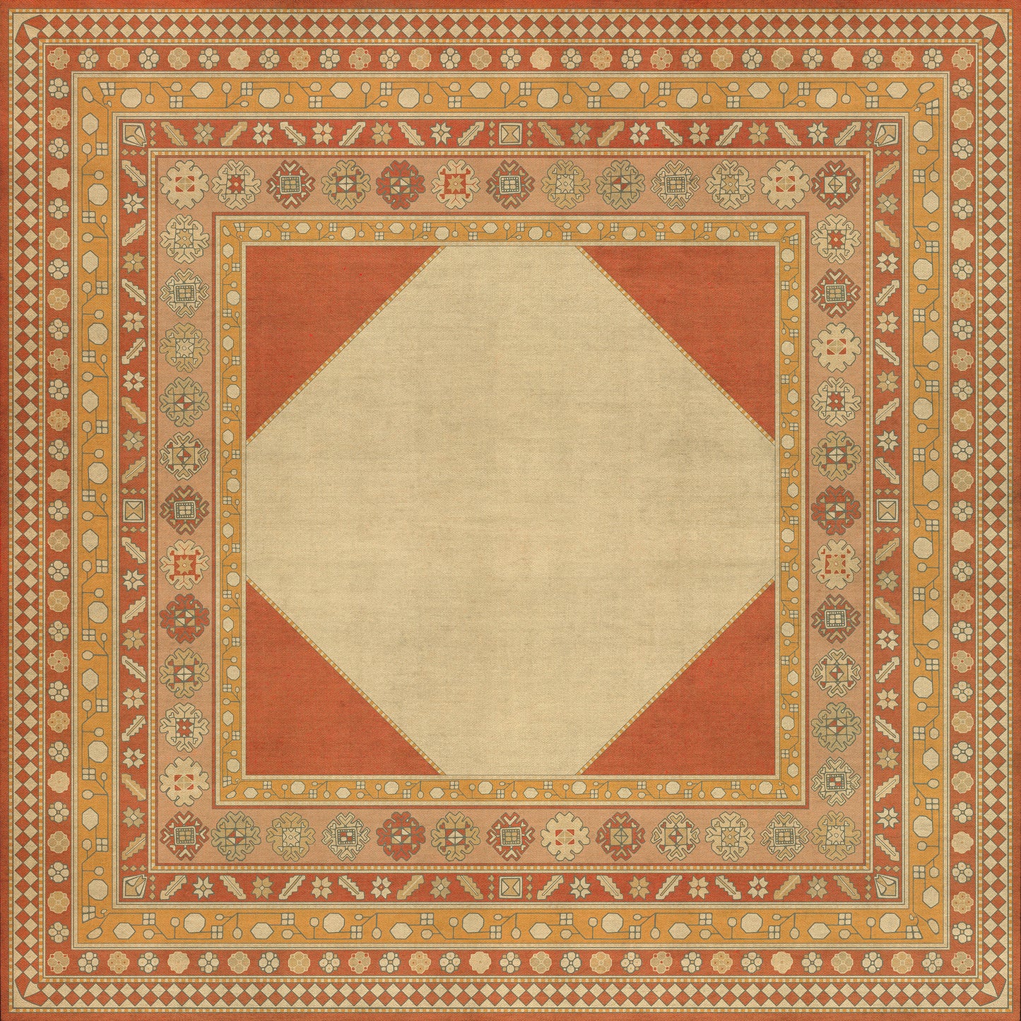 Persian Bazaar - Lombalo - Anoush 96x96 Vintage Vinyl Floorcloth