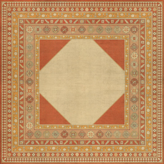 Persian Bazaar - Lombalo - Anoush 96x96 Vintage Vinyl Floorcloth