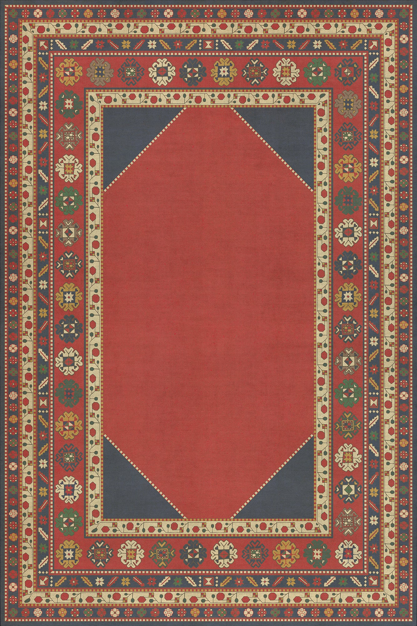 Persian Bazaar - Lombalo - Ashkar 72x108 Vintage Vinyl Floorcloth