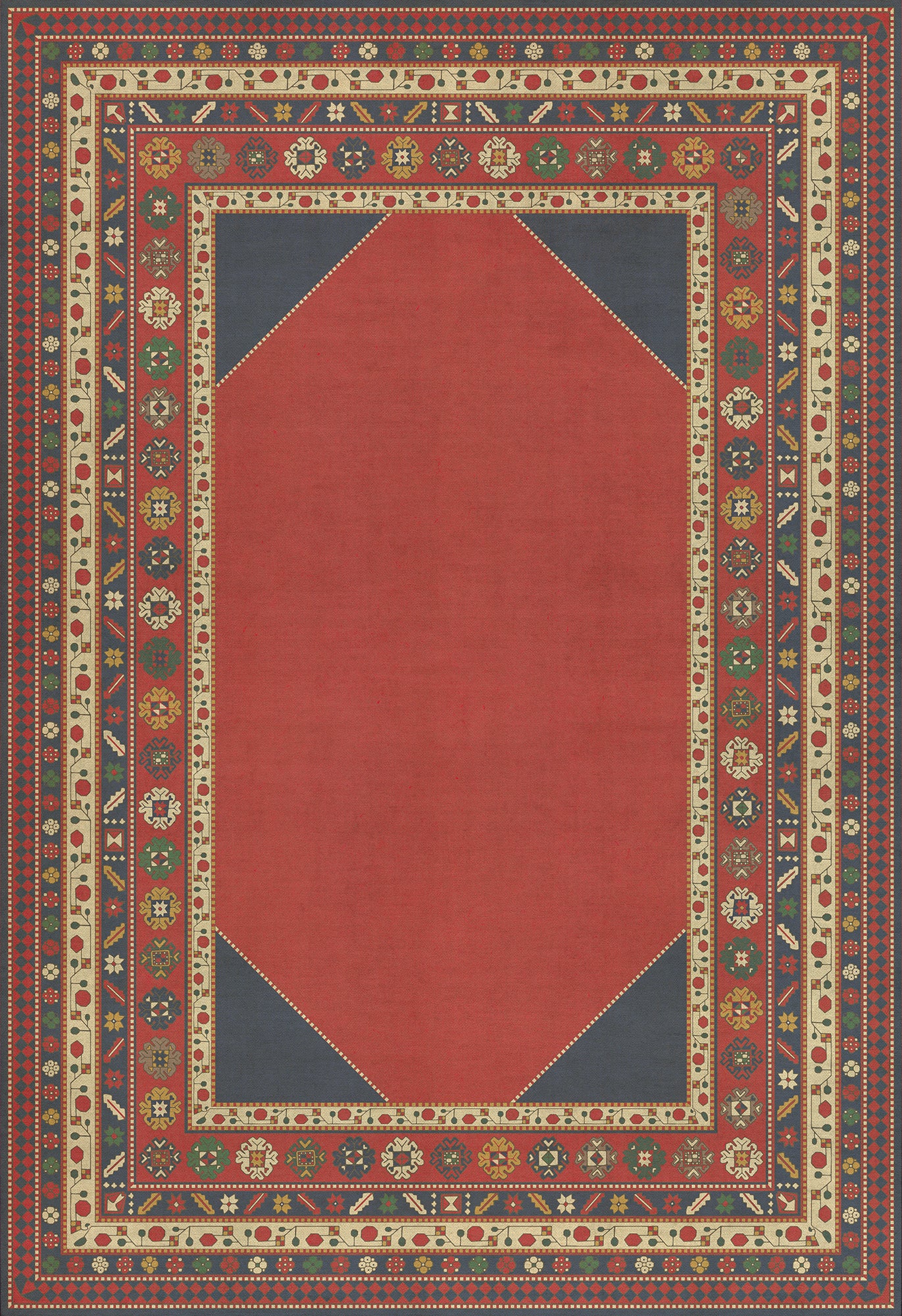 Persian Bazaar - Lombalo - Ashkar 96x140 Vintage Vinyl Floorcloth