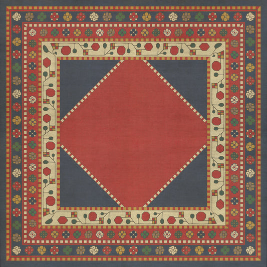Persian Bazaar - Lombalo - Ashkar 36x36 Vintage Vinyl Floorcloth