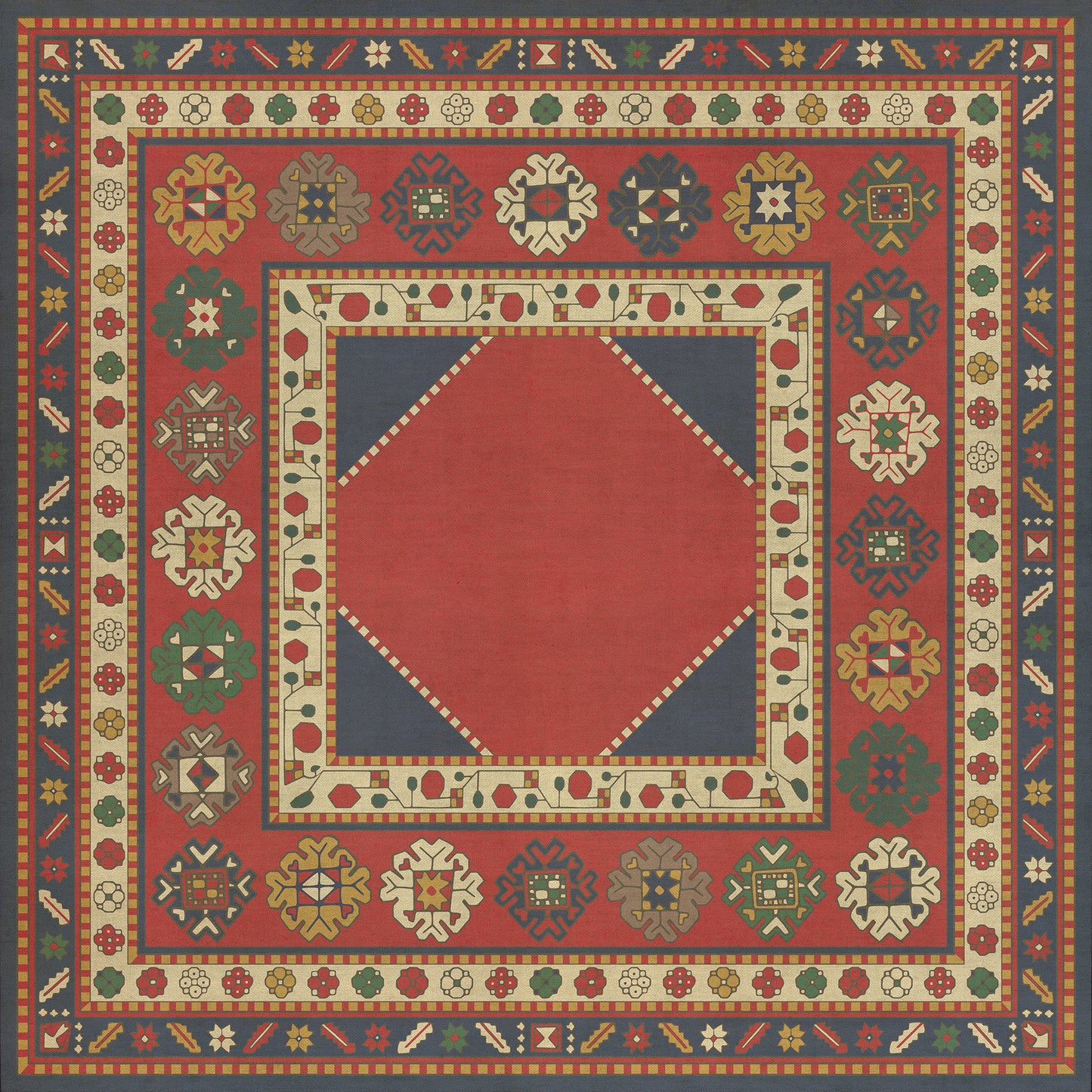 Persian Bazaar - Lombalo - Ashkar 48x48 Vintage Vinyl Floorcloth
