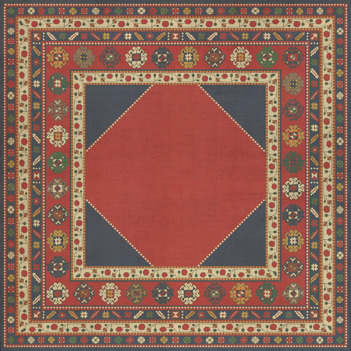 Persian Bazaar - Lombalo - Ashkar 72x72 Vintage Vinyl Floorcloth