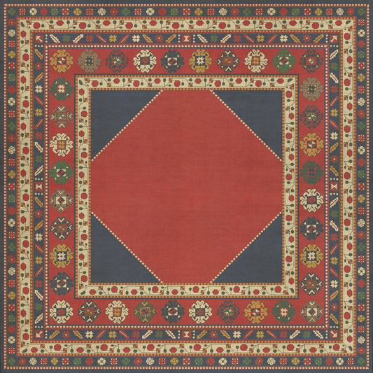 Persian Bazaar - Lombalo - Ashkar 72x72 Vintage Vinyl Floorcloth