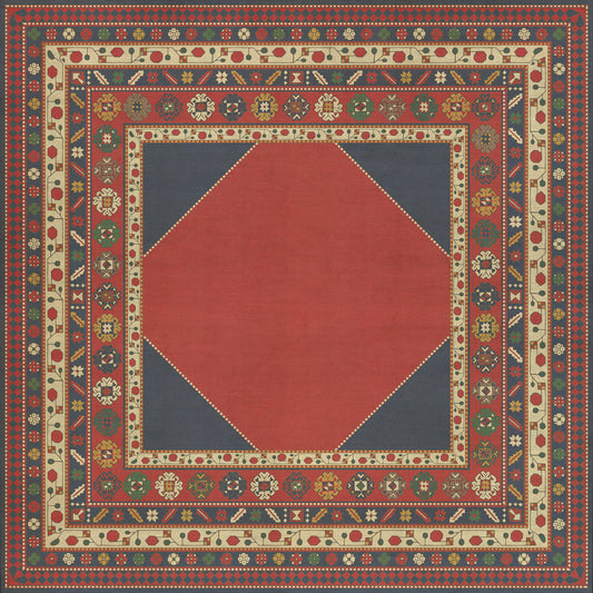 Persian Bazaar - Lombalo - Ashkar 96x96 Vintage Vinyl Floorcloth